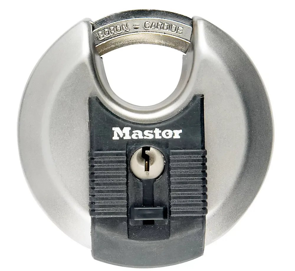 Master Lock Cadenas, Antivol-Cadenas à clé Excell M40EURD disque en acier inoxydable Ø70 mm hauteur de l'anse 16 mm