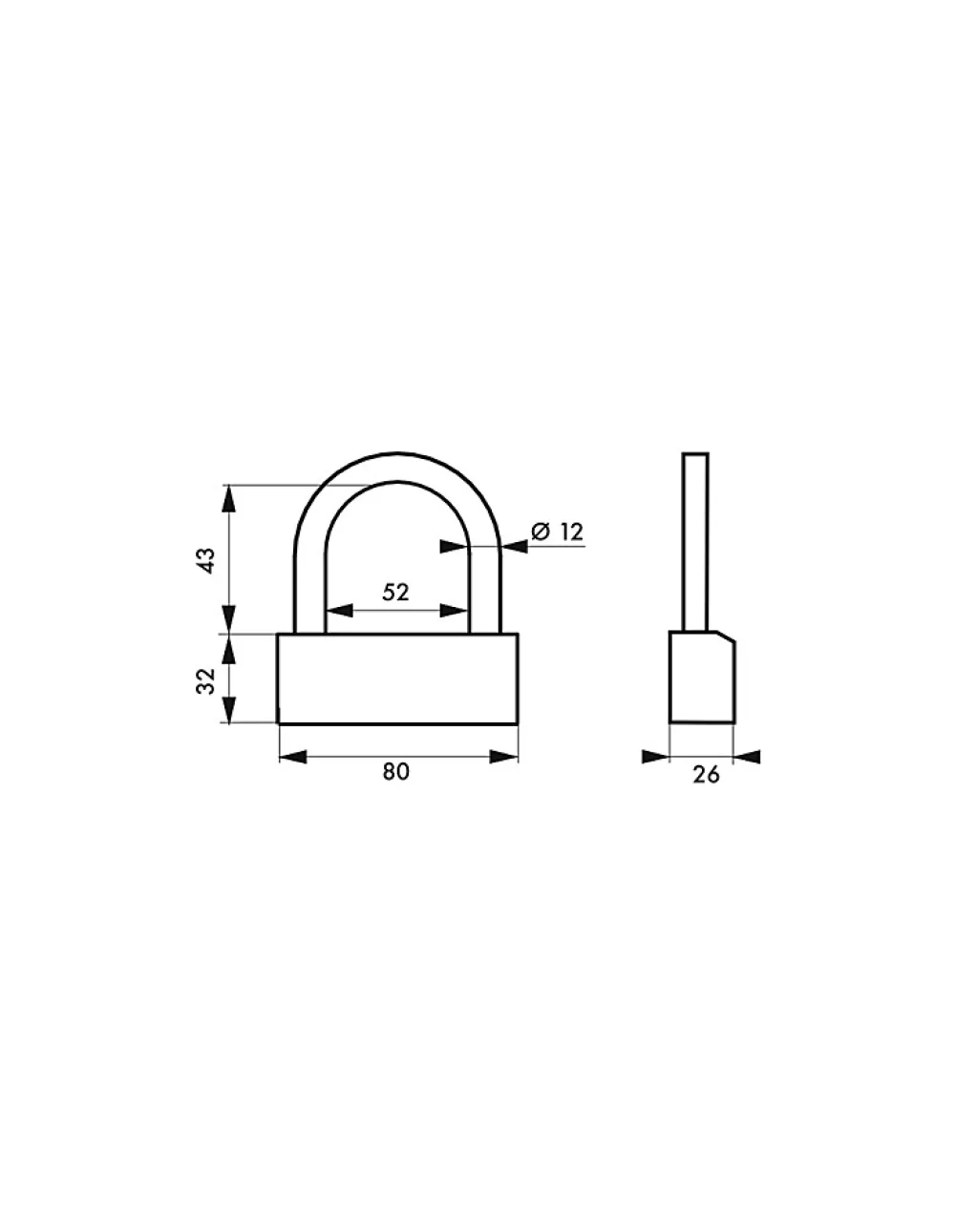 Thirard Cadenas, Antivol-Cadenas à clé Nautic, laiton, intérieur, anse acier, 80mm, 3 clés -