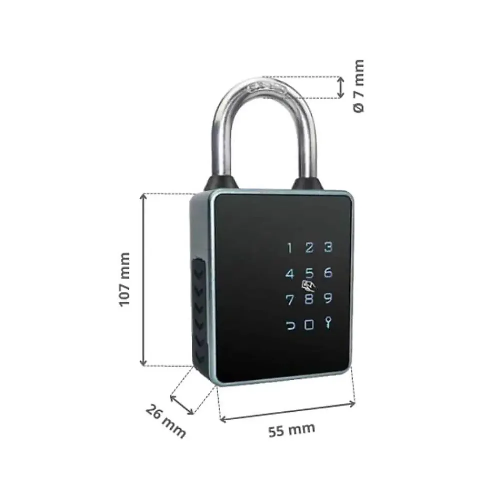 LOCKY Serrure Et Gâche Électrique-Cadenas à code et badge connecté pad - code, badge, bluetooth, et clé de secours