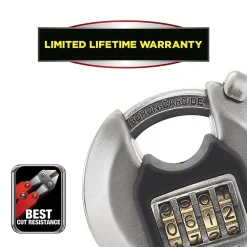 Master Lock Cadenas, Antivol-Cadenas à combinaison Excell M40EURDNUM disque en zinc Ø70 mm hauteur de l'anse 16 mm
