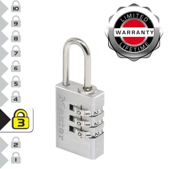 Master Lock Cadenas, Antivol-Cadenas à combinaison 7620EURT aluminium l.20 mm hauteur de l'anse 21 mm vendu par 2