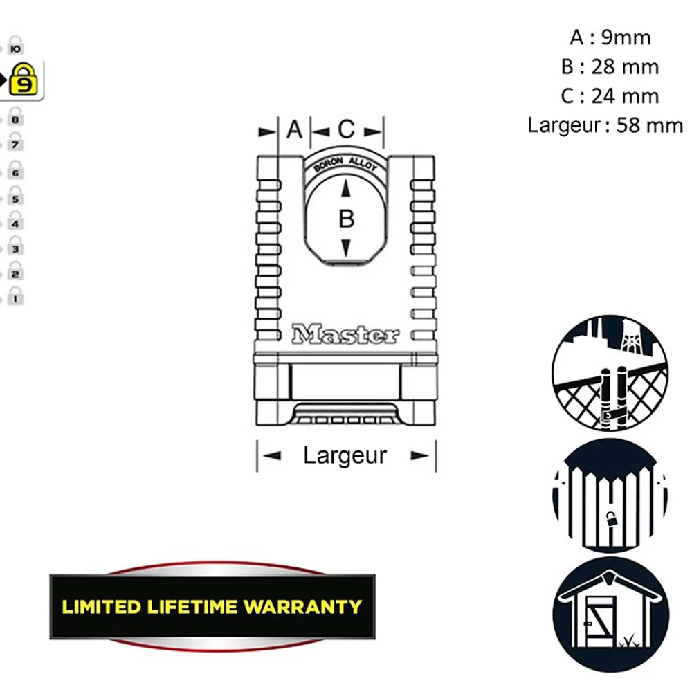 Master Lock Cadenas, Antivol-Cadenas Inox Excell Marine 56 mm