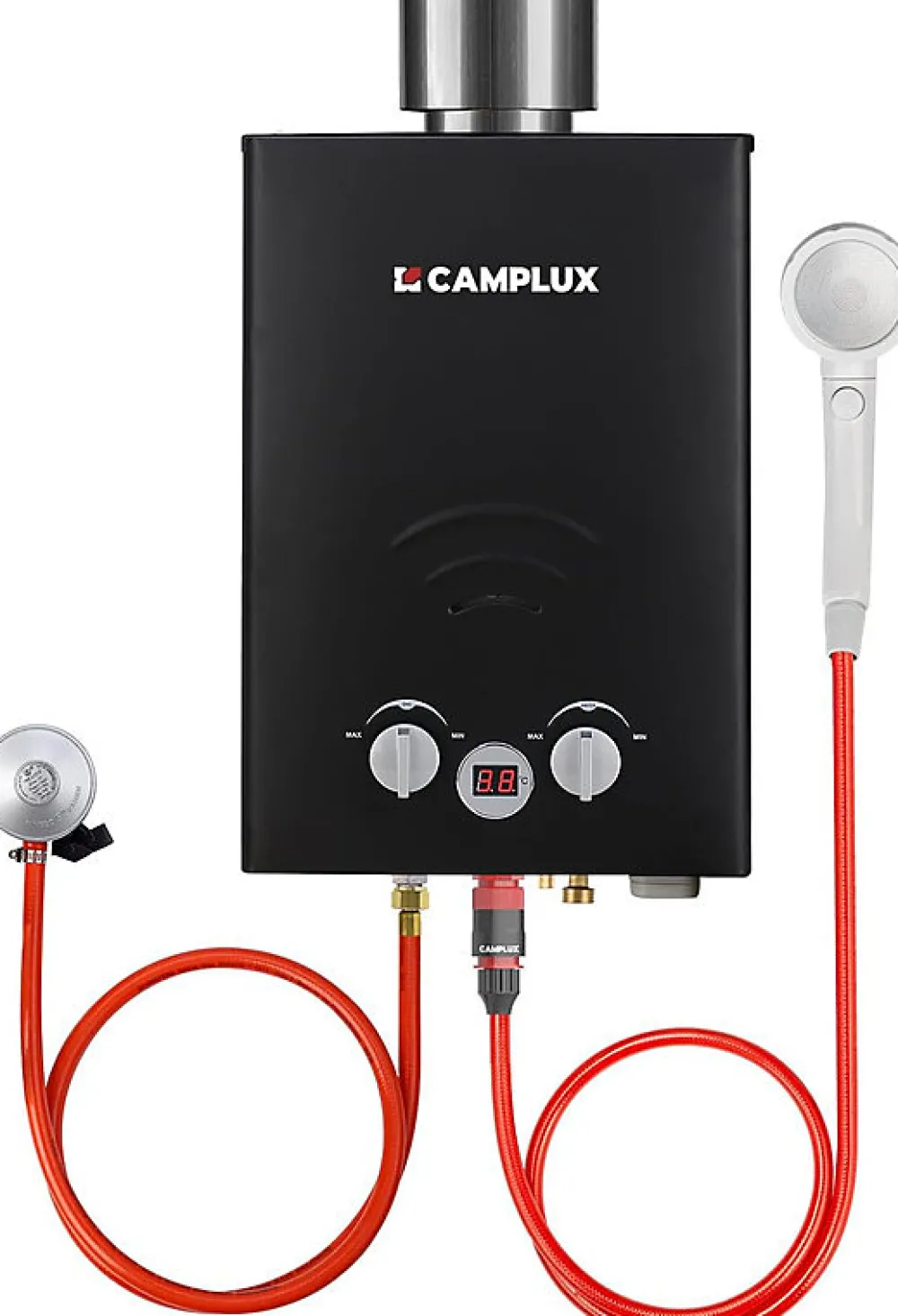 Camplux Chauffe-Eau Gaz-BW158BC Chauffe-eau instantané au propane/butane 6 l/min 30/37 mbar avec housse contre la pluie