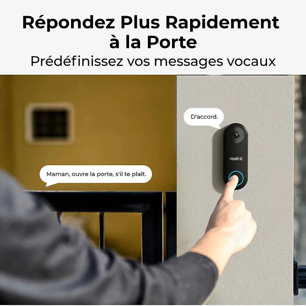 Reolink Caméra de surveillance Sonnette exterieur connectee D340W Noir