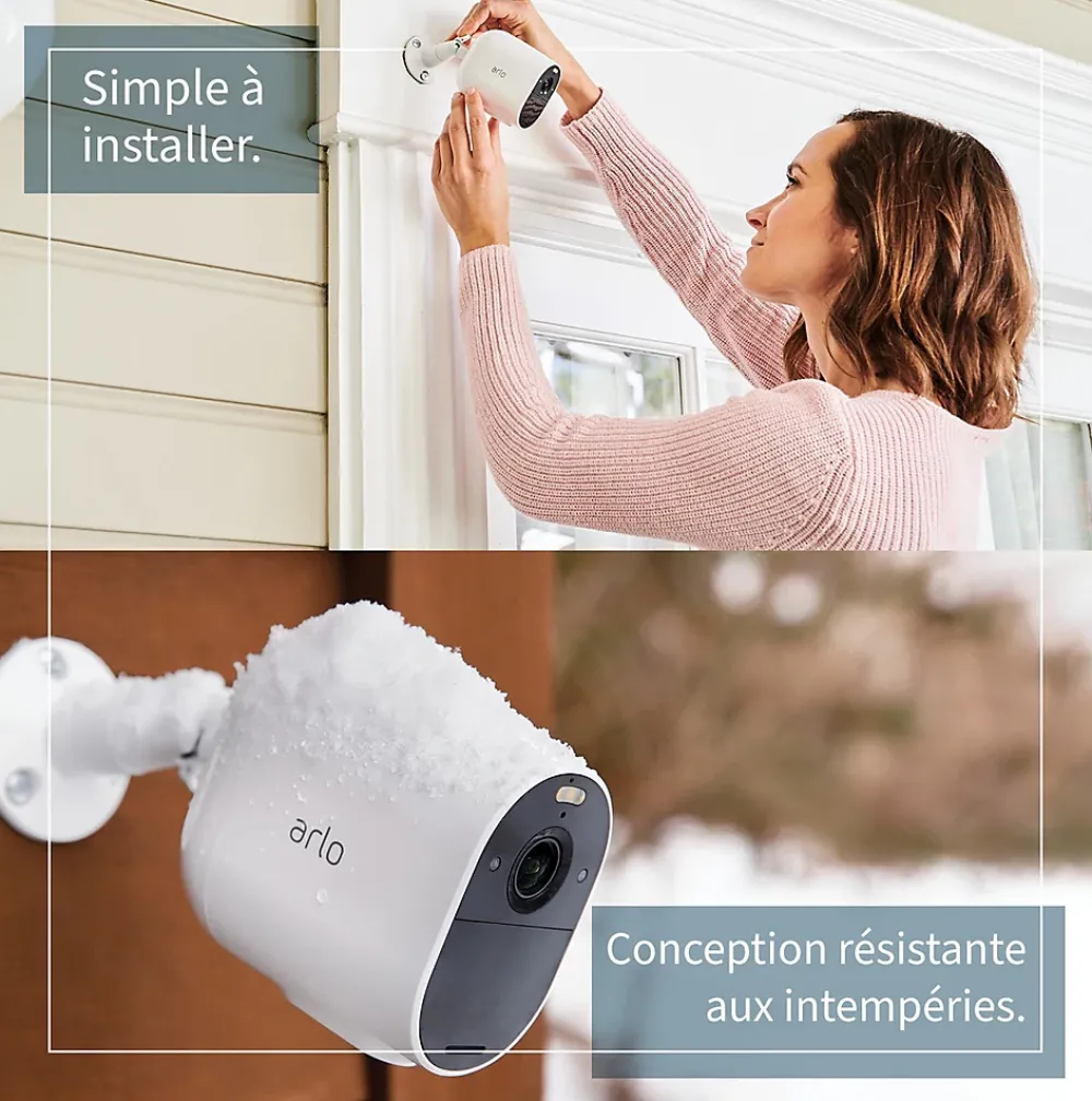 Arlo Caméra de vidéosurveillance sans fil Essential Spotlight 1080p blanche, lot de 3