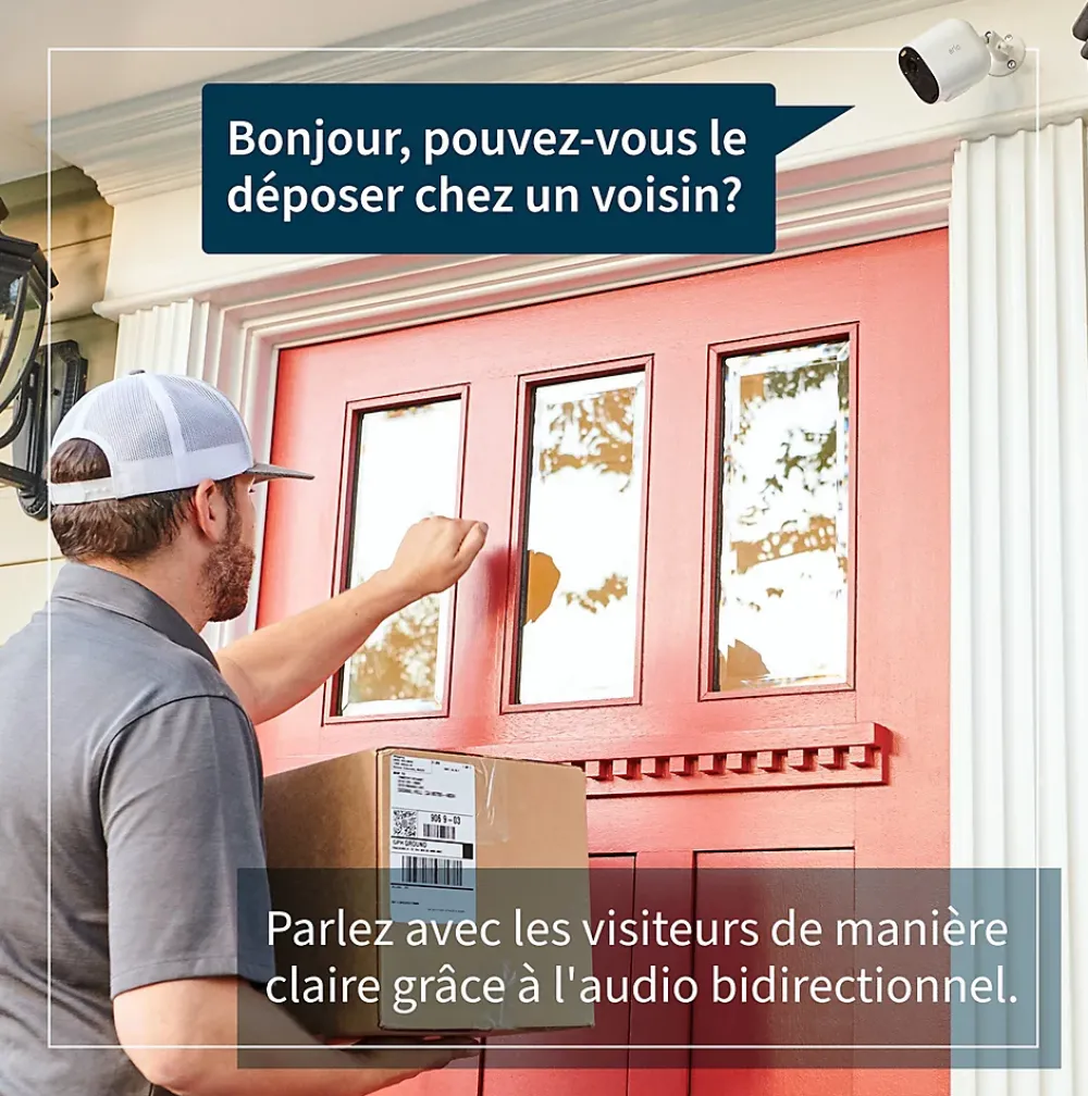 Arlo Caméra de vidéosurveillance sans fil Essential Spotlight 1080p blanche, lot de 3