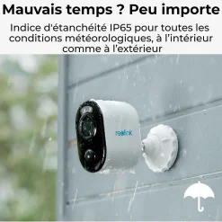 Reolink Caméra De Surveillance-Caméra extérieure - - ARGUS B310 - 3MP, Vision nocturne, Panneau solaire inclus