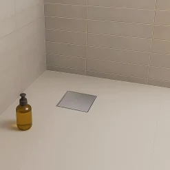 Saniverre Caniveau de douche carré inox CARA 20 x 20 cm avec siphon anti-odeurs, drainage 36l/min, hauteur réglable