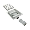Saniverre Evacuation De Douche-Caniveau de douche carré motif quadrillé DOMEO 12 x 12 cm siphon anti-odeurs, drainage 36l/min, h. réglable