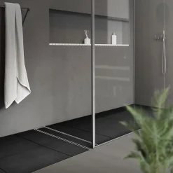 Luxebath Evacuation De Douche-Caniveau de Douche 50 cm 2en1 à Carreler, Argent, Acier Inoxydable