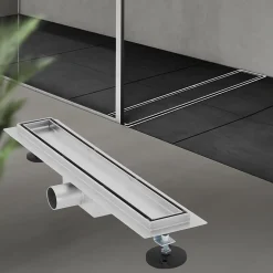 Luxebath Evacuation De Douche-Caniveau de Douche 50 cm 2en1 à Carreler, Argent, Acier Inoxydable