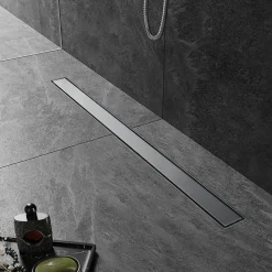 Sirhona Caniveau de Douche en acier inoxydable à l'Italienne, Canal de douche 100 cm avec Filtre à Cheveux