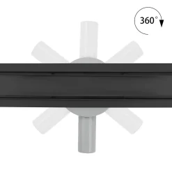 Saniverre Evacuation De Douche-Caniveau de douche 2en1 VINY L.100 cm, réversible à carreler ou inox noir + siphon 360, drainage 36l/min -