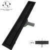 Saniverre Evacuation De Douche-Caniveau de douche 2en1 VINY L.50 cm, réversible à carreler ou inox noir + siphon 360, drainage 36l/min -