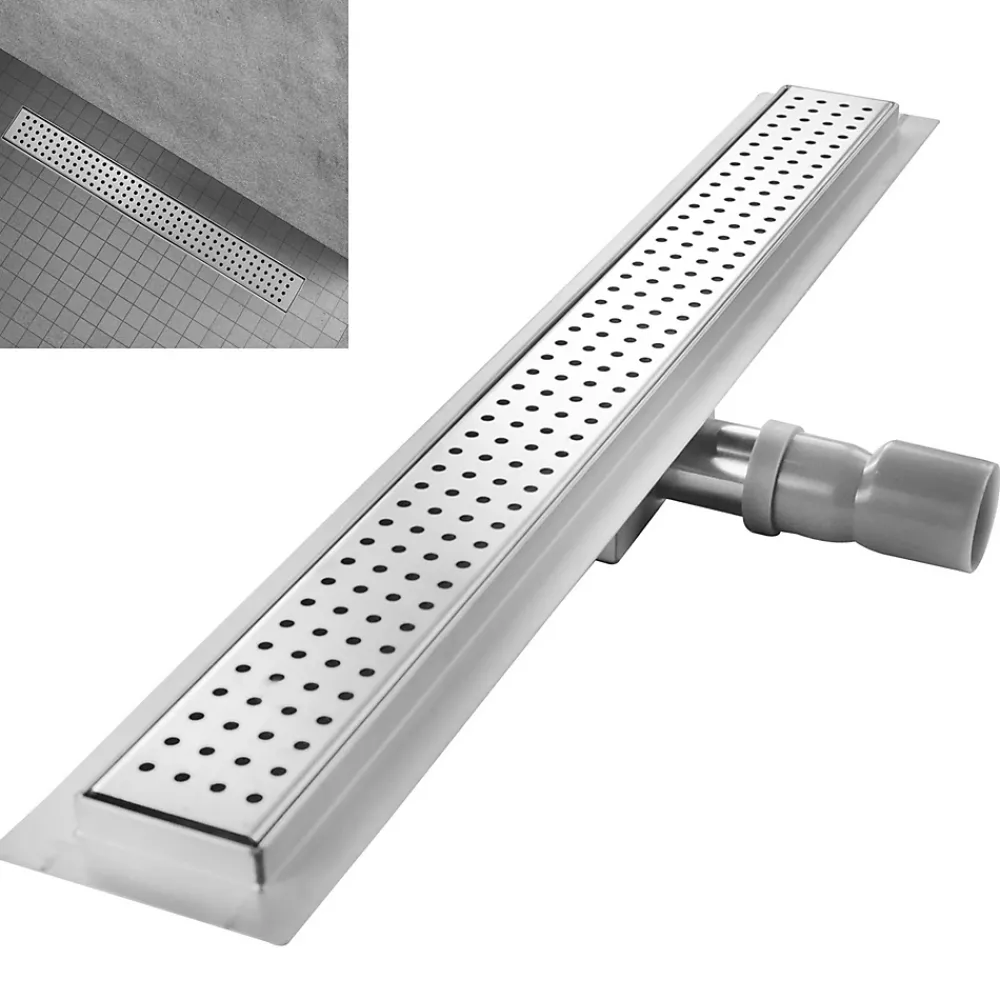 Saniverre Caniveau de douche HOXY motif en pointillé L.50 cm anti-odeurs, filtre, drainage performant -