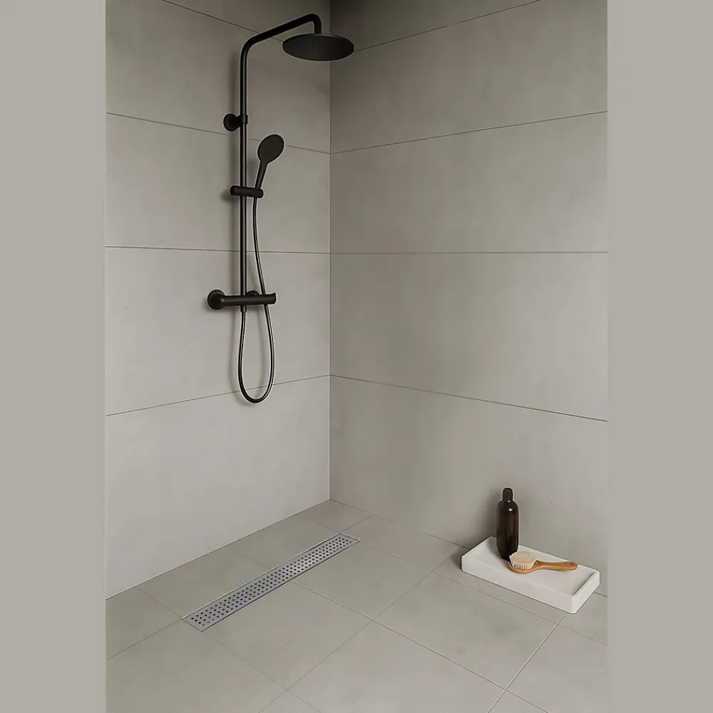 Saniverre Caniveau de douche HOXY motif en pointillé L.50 cm anti-odeurs, filtre, drainage performant -