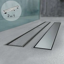 Saniverre Evacuation De Douche-Caniveau de douche Italienne 2en1 CELO L.80 cm à encastrer réversible à carreler ou inox -