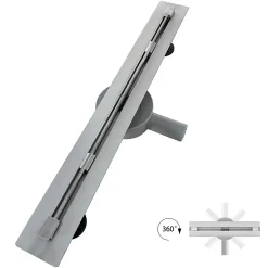 Saniverre Caniveau de douche italienne slim DEKI L.70 cm acier inoxydable avec siphon 360, drainage performant