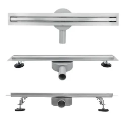 Saniverre Caniveau de douche italienne étroit TIKA L.90 cm acier inoxydable avec siphon 360, drainage 36l/min