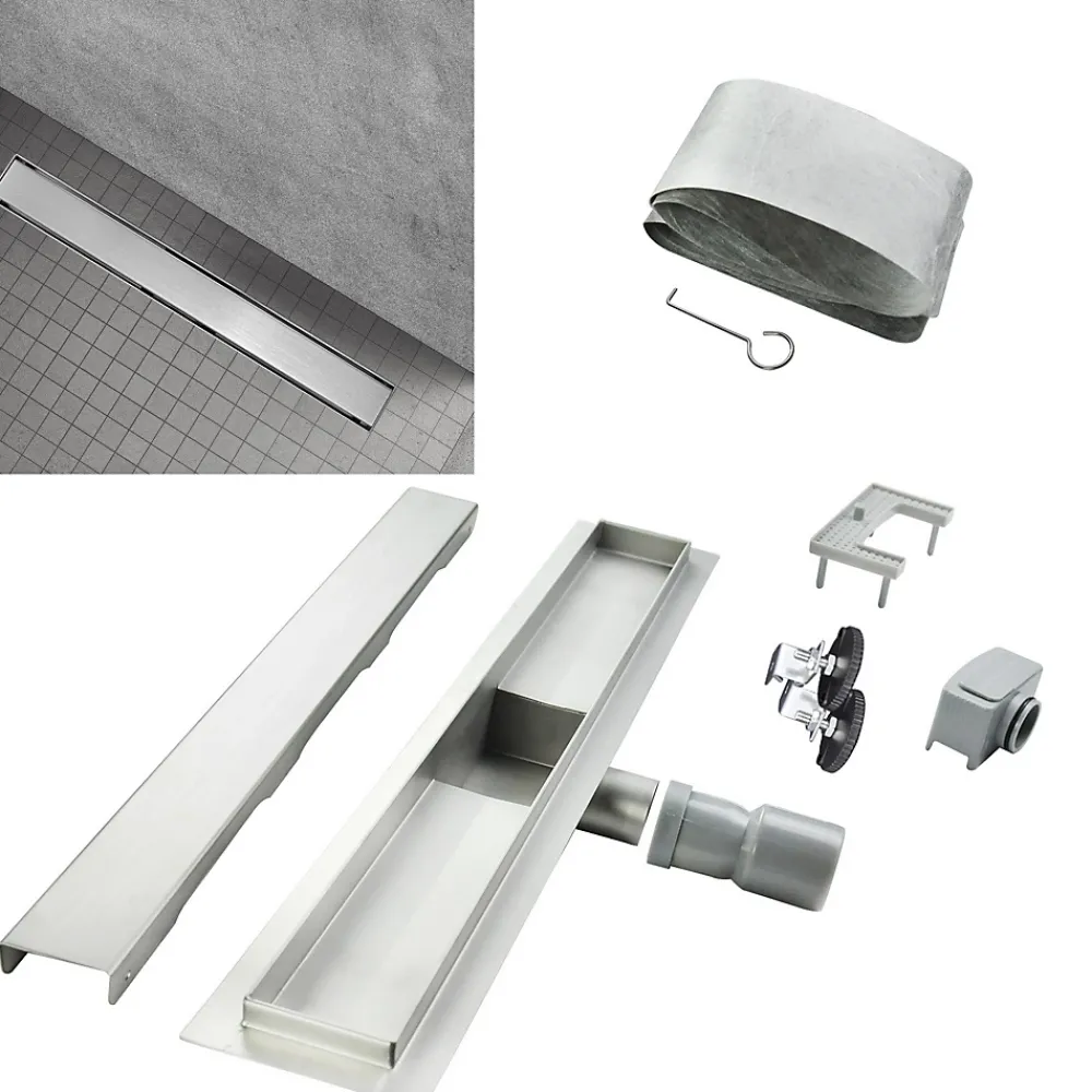 Saniverre Evacuation De Douche-Caniveau de douche Italienne DALA inox L.90 cm anti-odeurs + filtre, drainage performant -