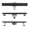 Saniverre Caniveau de douche italienne étroit noir SAMY L.50 cm siphon 360, drainage 36l/min, hauteur réglable