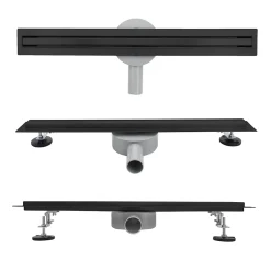 Saniverre Evacuation De Douche-Caniveau de douche italienne étroit TIKA L.70 cm acier inoxydable avec siphon 360, drainage 36l/min