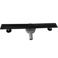Saniverre Caniveau de douche italienne étroit noir SAMY L.50 cm siphon 360, drainage 36l/min, hauteur réglable
