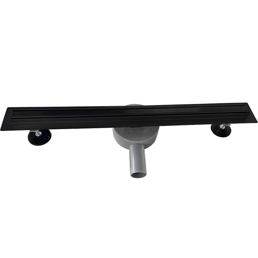 Saniverre Caniveau de douche italienne étroit noir SAMY L.50 cm siphon 360, drainage 36l/min, hauteur réglable