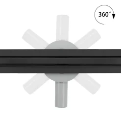 Saniverre Caniveau de douche italienne étroit noir SAMY L.50 cm siphon 360, drainage 36l/min, hauteur réglable