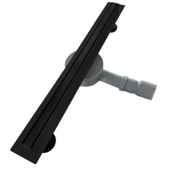 Saniverre Caniveau de douche italienne étroit noir SAMY L.50 cm siphon 360, drainage 36l/min, hauteur réglable