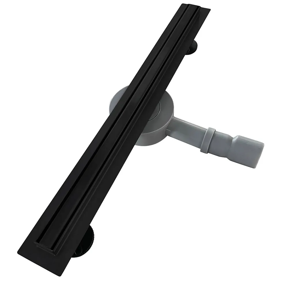 Saniverre Caniveau de douche italienne étroit noir SAMY L.50 cm siphon 360, drainage 36l/min, hauteur réglable