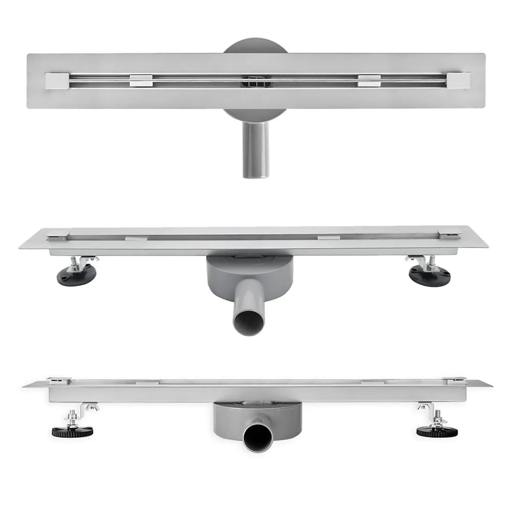 Saniverre Caniveau de douche italienne slim DEKI L.80 cm acier inoxydable avec siphon 360, drainage performant
