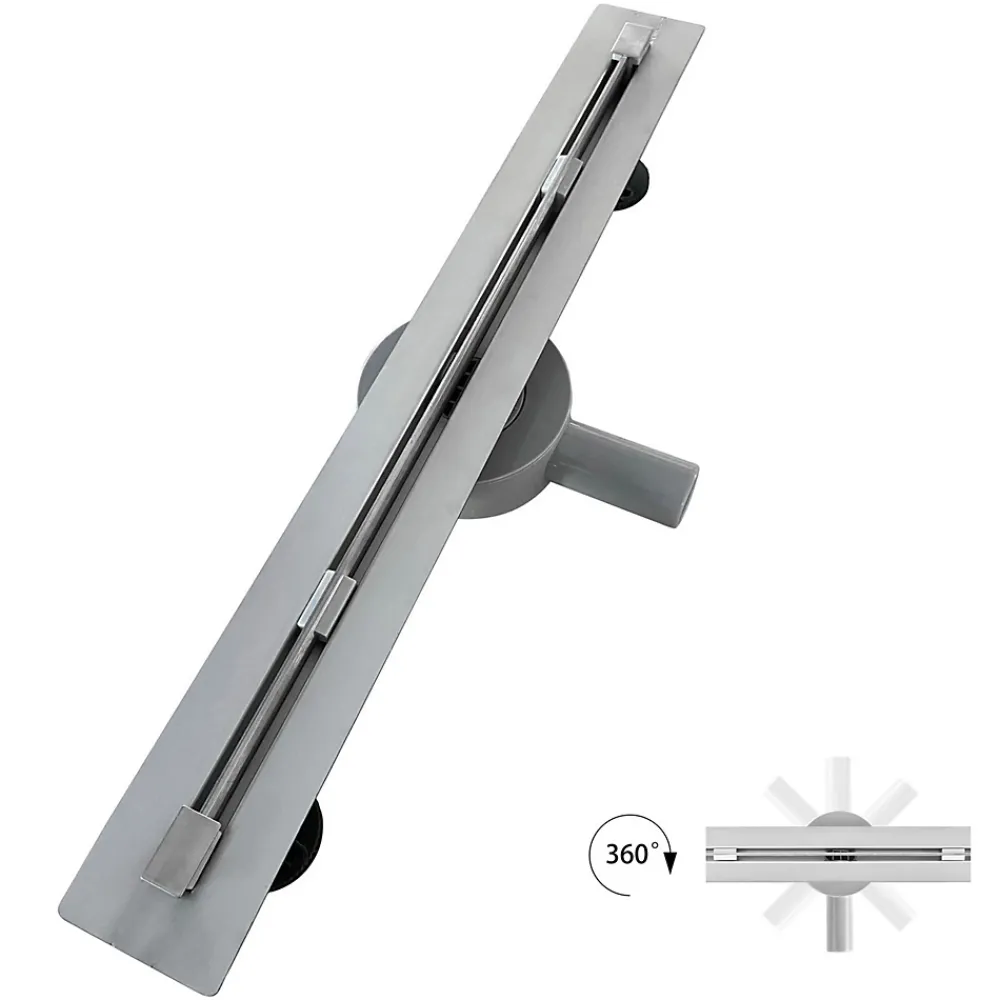 Saniverre Caniveau de douche italienne slim DEKI L.80 cm acier inoxydable avec siphon 360, drainage performant