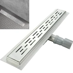 Saniverre Caniveau de douche L.60 cm JAZY design linéaire, inox, anti-odeurs, drainage élevé -