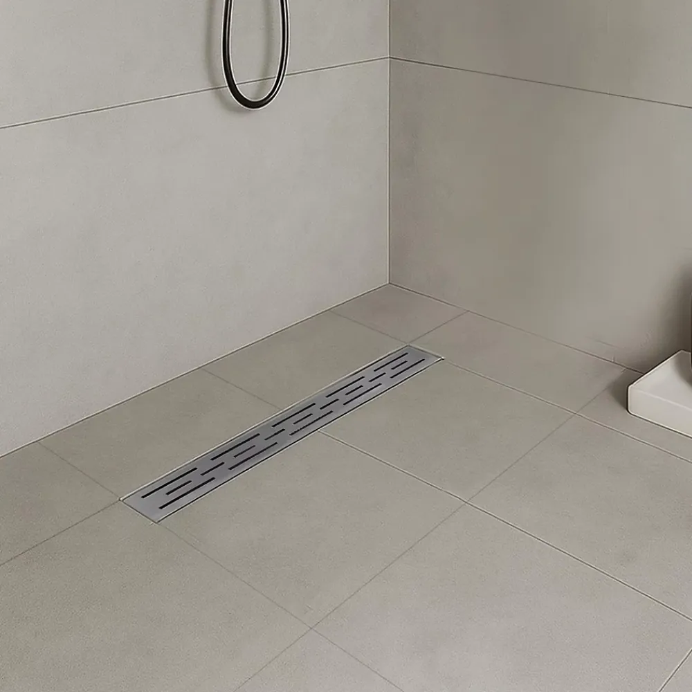 Saniverre Evacuation De Douche-Caniveau de douche L.120 cm JAZY design linéaire, inox, anti-odeurs, drainage élevé -
