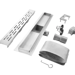 Saniverre Evacuation De Douche-Caniveau de douche L.120 cm JAZY design linéaire, inox, anti-odeurs, drainage élevé -