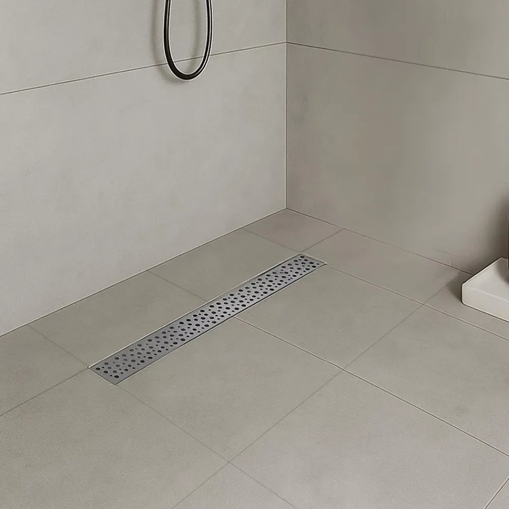 Saniverre Caniveau de douche à l'Italienne GUMI motif bulle L.60 cm acier, anti-odeurs, débit élevé -