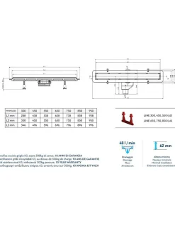 Karag Caniveau de douche sans cadre en or plaqué 24 carats FRAMELESS LINE-55 cm--