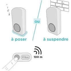 SCS Sentinel Carillon sans fil - OneBell 100 - - Portée 100m - 15 mélodies - IP55