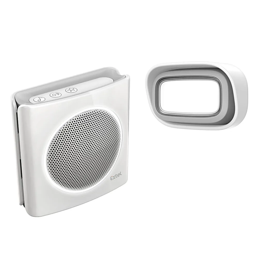 Extel Sonnette Et Carillon-Carillon sans fil à piles personnalisable portée 200m. six sonneries diBi Flash coloris blanc - - 081735