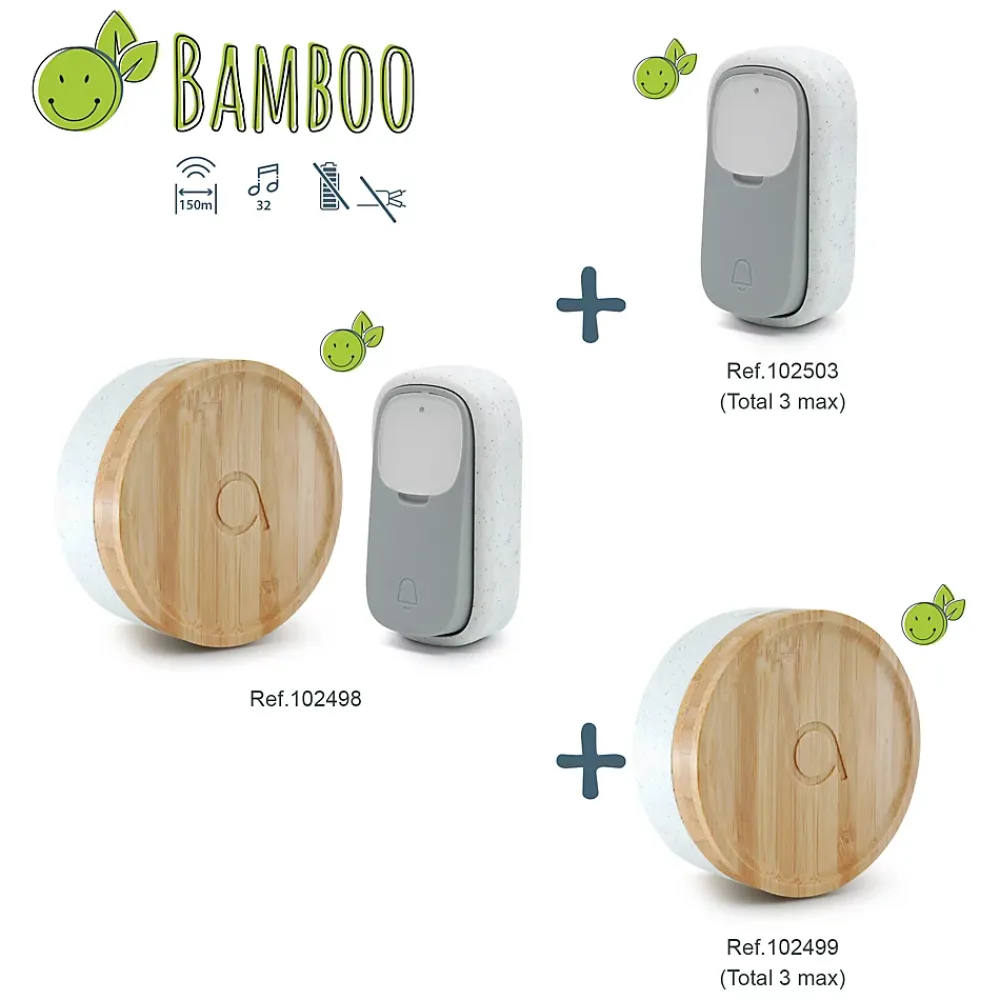 Avidsen Carillon supplémentaire sans fil sans pile pour le carillon Bamboo - Bamboo Plus - - 102503