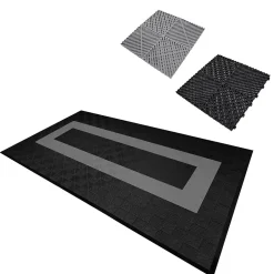 MonsterShop Patin, Feutre Et Embout-Carrelage de Sol Ventilé Pour Garage Avec Bordure (90 x Noir & 30 Gris)