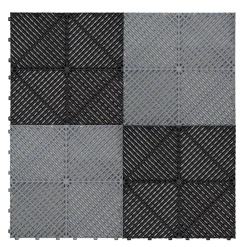 MonsterShop Patin, Feutre Et Embout-Carrelage de Sol Ventilé Pour Garage Avec Bordure (90 x Noir & 30 Gris)
