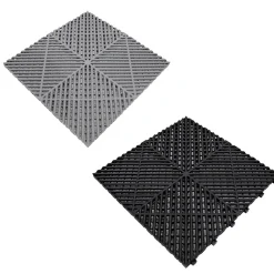 MonsterShop Patin, Feutre Et Embout-Carrelage de Sol Ventilé Pour Garage Avec Bordure (90 x Noir & 30 Gris)