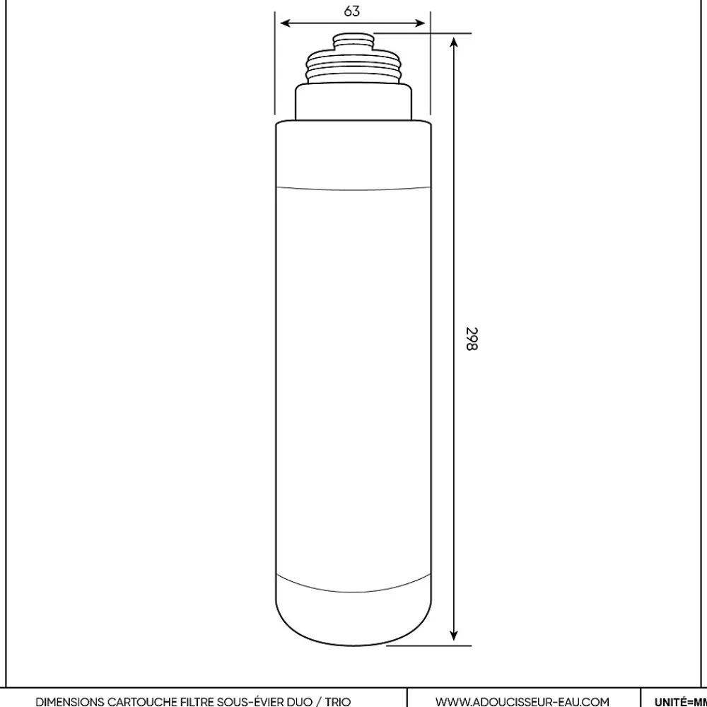 Toodo Cartouche Filtre Charbon Actif Argent Ft88 Pour Filtre Sous évier Duo Et Trio Uf