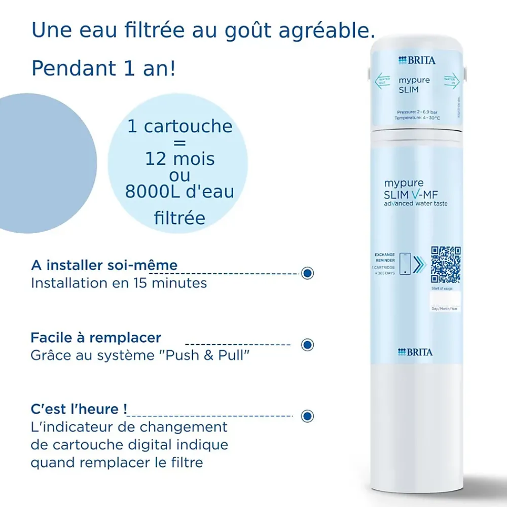 Filtration Évier-Cartouche pour système de filtration d'eau sous évier Brita Mypure SLIM V-MF
