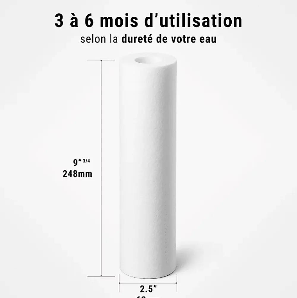 Sinea Filtre Anti Calcaire-Cartouches anti-sédiments 9' 3/4 lot de 5 filtre à eau sous évier - 20 µm