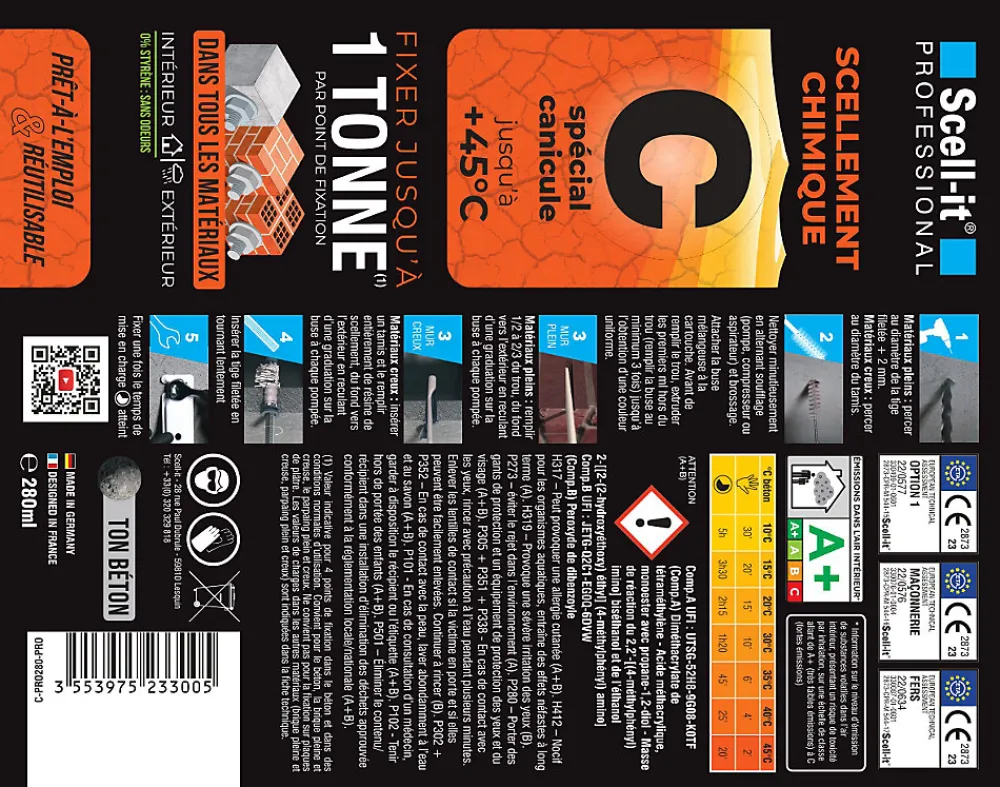 Scell-It Cartouches de scellement chimique 280 ml