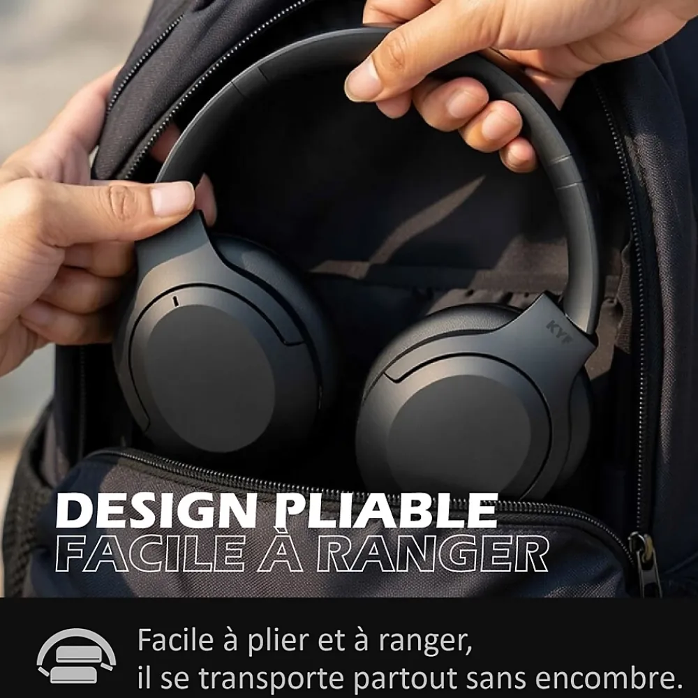 Kyf Casque Audio portable Bluetooth ANC Réduction active de bruit