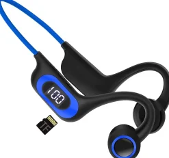 Vendos85 Enceinte, Écouteur Et Casque-Casque Bluetooth à Conduction osseuse sans Fil avec Microphone bleu noir